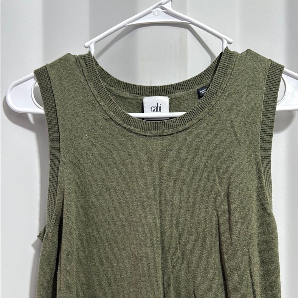 Cabi 5461 Olive Green Sleeveless Sweater Top - Picture 2 of 4